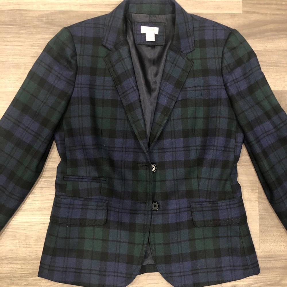 Plaid j crew blazer